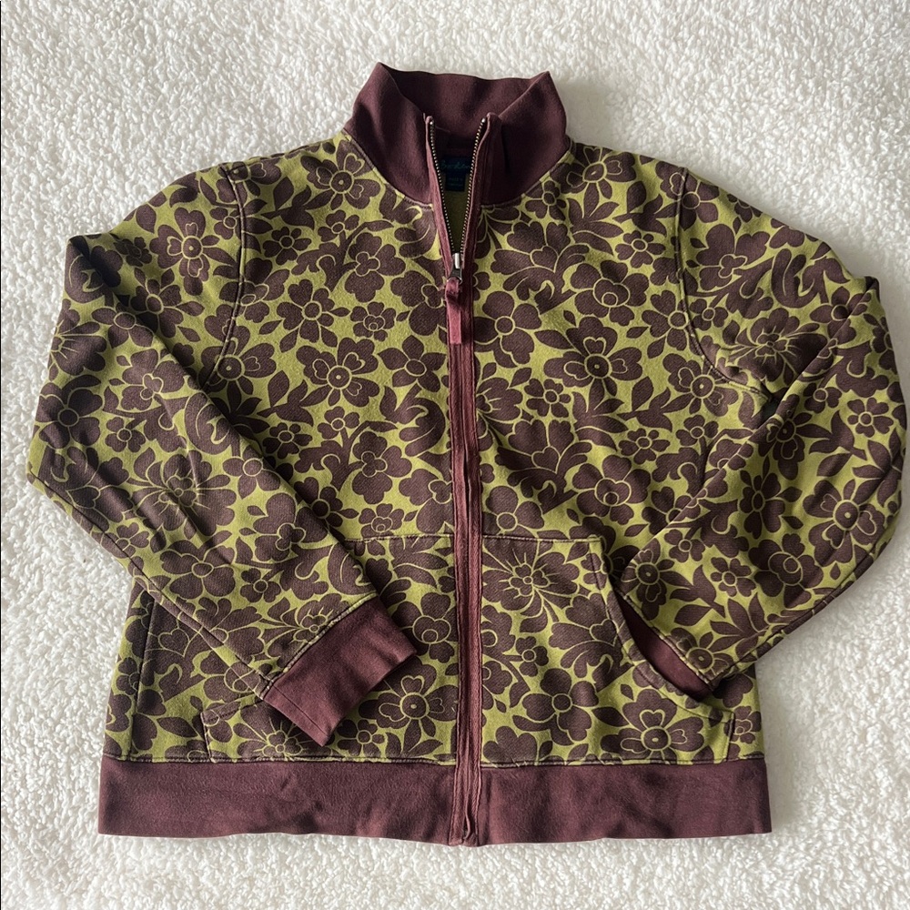 Vintage Boden Floral Patterned Jacket - Green and Brown